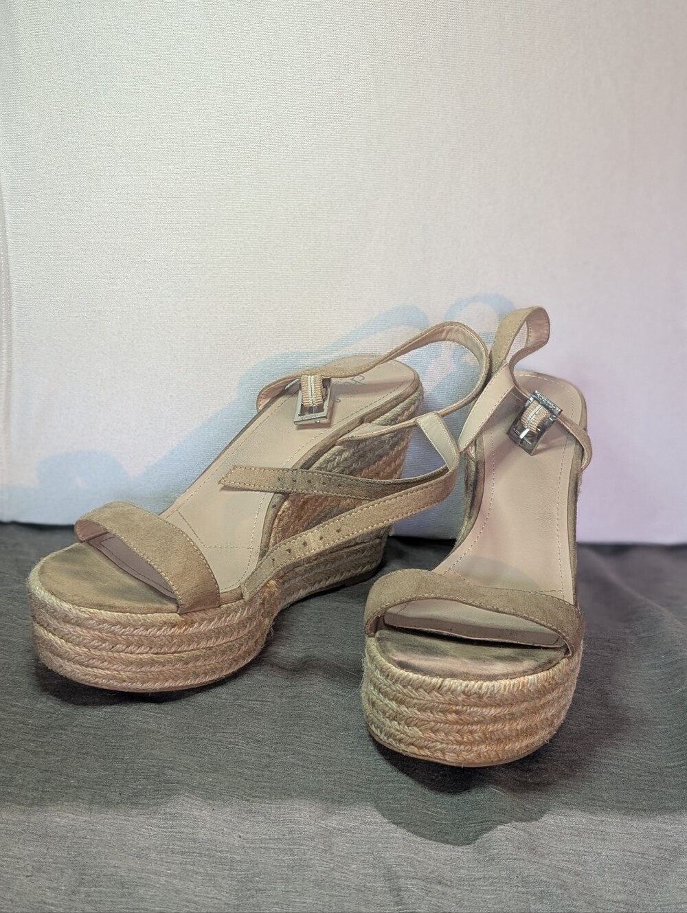 Charles by Charles David Nude Suede Espadrille Wedges 8.5